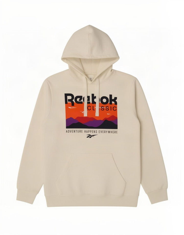 Reebok Mens Graphic Hoodie Jumper Medium White Cotton