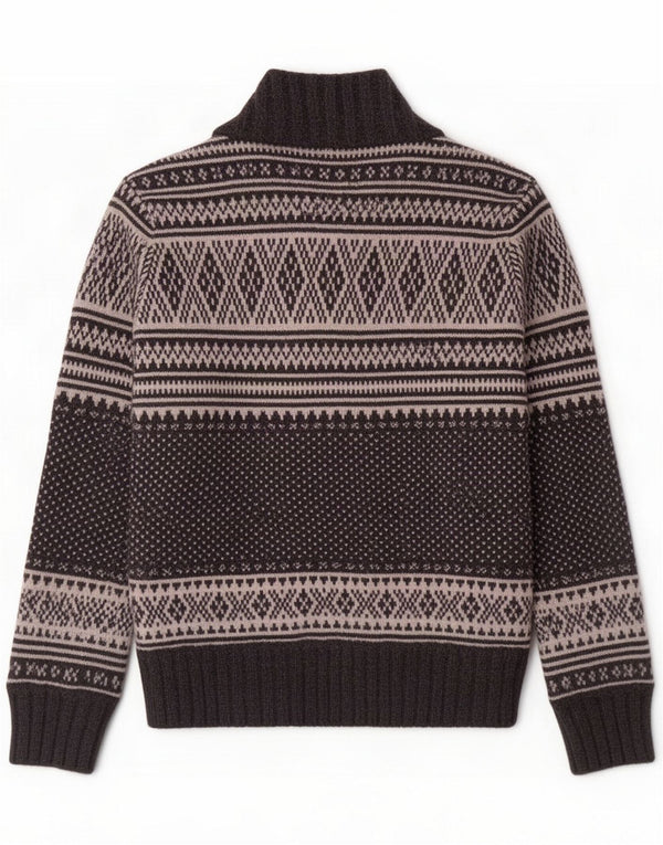 Kappa Womens Shawl Neck Jumper Sweater UK 14 Large Grey Geometric Wool