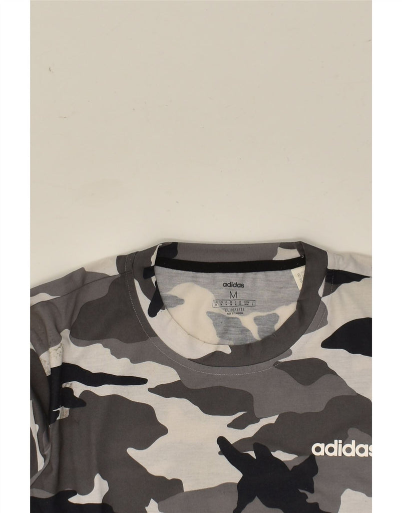 ADIDAS Womens Climalite T-Shirt Top UK 14 Medium Grey Camouflage Polyester | Vintage Adidas | Thrift | Second-Hand Adidas | Used Clothing | Messina Hembry 