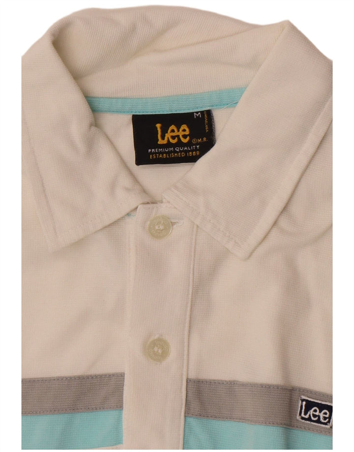Lee Mens Polo Shirt Medium White Striped