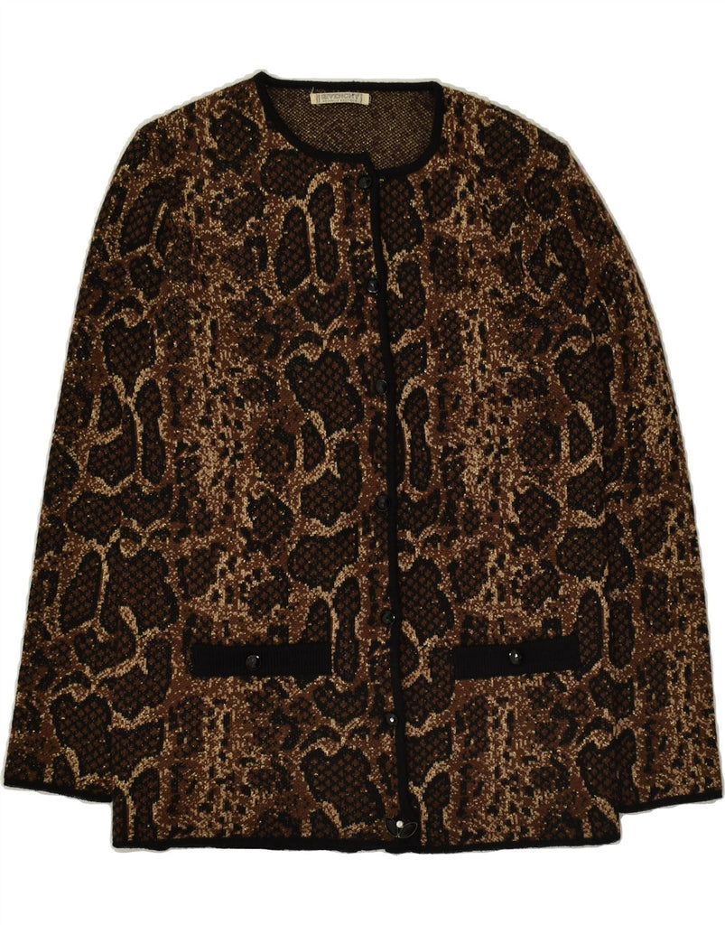 GIVENCHY Womens Cardigan Sweater IT 44 Medium Brown Animal Print Wool Vintage Givenchy and Second-Hand Givenchy from Messina Hembry 