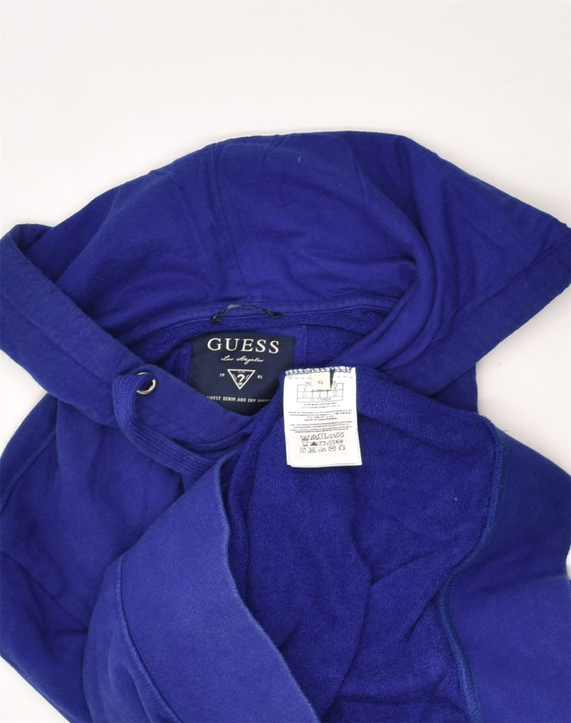 GUESS Mens Graphic Hoodie Jumper Small Blue Cotton | Vintage Guess | Thrift | Second-Hand Guess | Used Clothing | Messina Hembry 