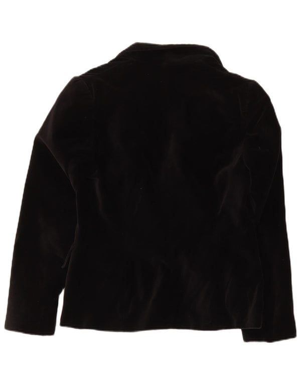 Vintage Womens 1 Button Velvet Blazer Jacket UK 10 Small Black Cotton