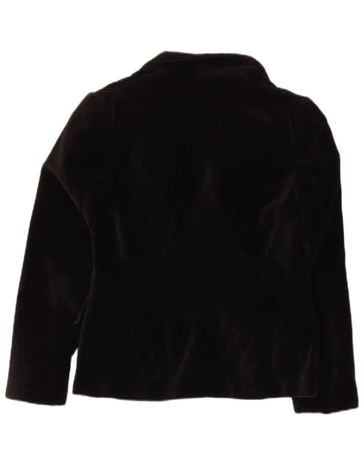 Vintage Womens 1 Button Velvet Blazer Jacket UK 10 Small Black Cotton