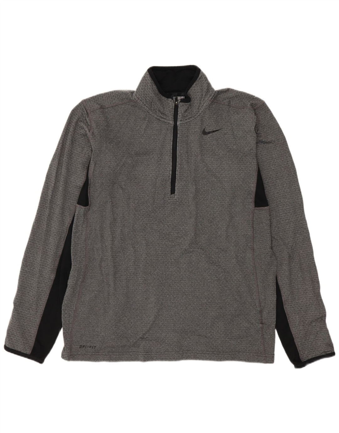NIKE Mens Dri Fit Zip Neck Pullover Tracksuit Top Medium Grey Colourblock