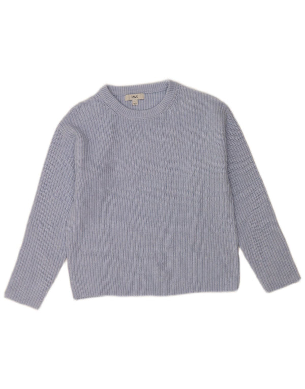 Marks & Spencer Womens Boat Neck Jumper Sweater UK 10 Small Blue Polyester