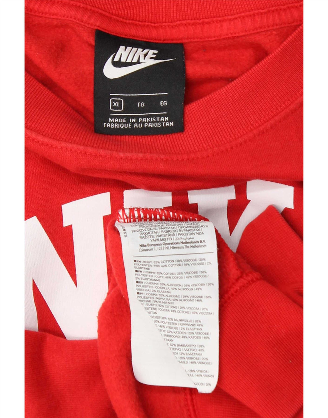 Nike Womens Graphic Oversized Sweatshirt Jumper UK 18 XL Red Cotton