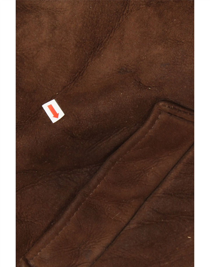VINTAGE Womens Shearling Coat UK 14 Medium Brown Vintage Vintage and Second-Hand Vintage from Messina Hembry 