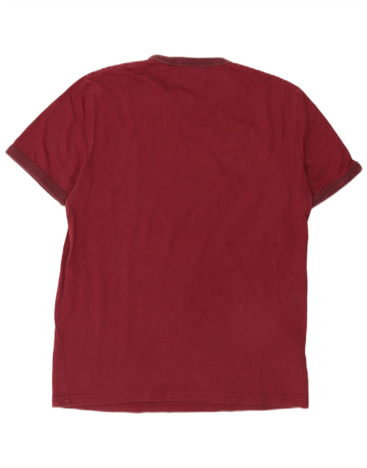 Fred Perry Mens T-Shirt Top Medium Burgundy Cotton