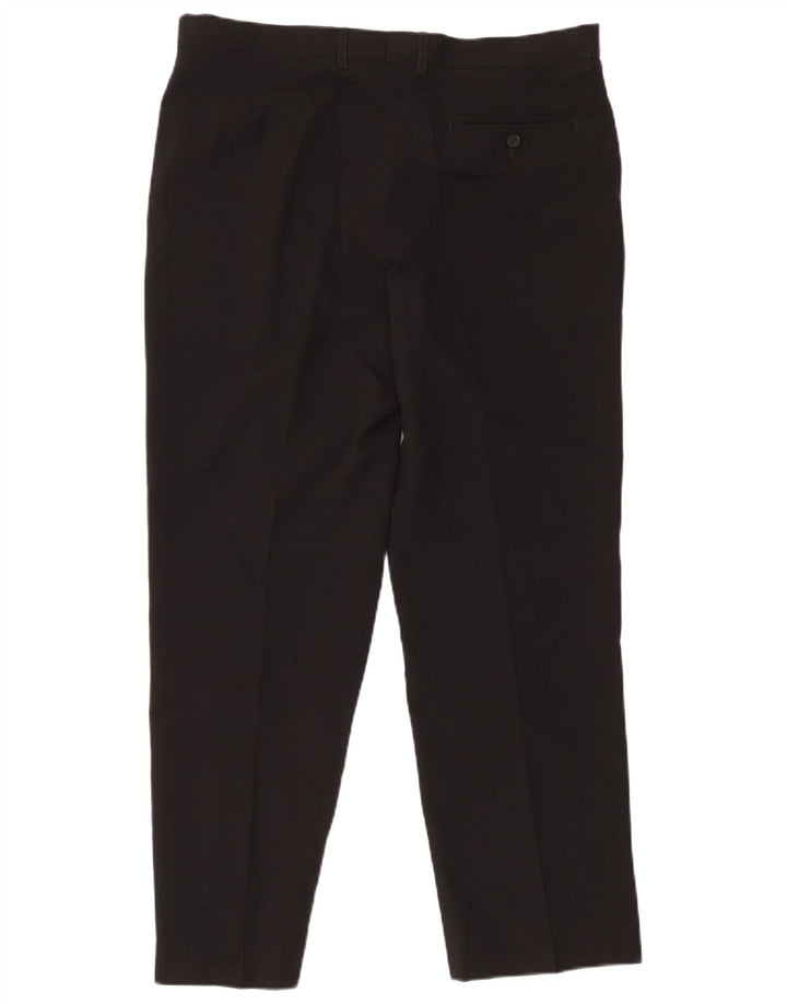 Marks & Spencer Mens Straight Suit Trousers W36 L31 Black Polyester
