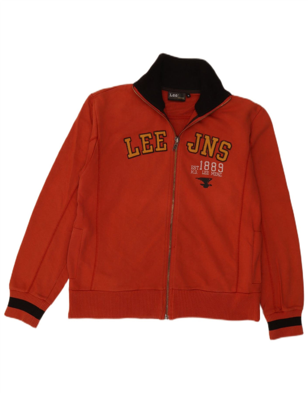 LEE Womens Graphic Tracksuit Top Jacket UK 18 XL Orange Cotton