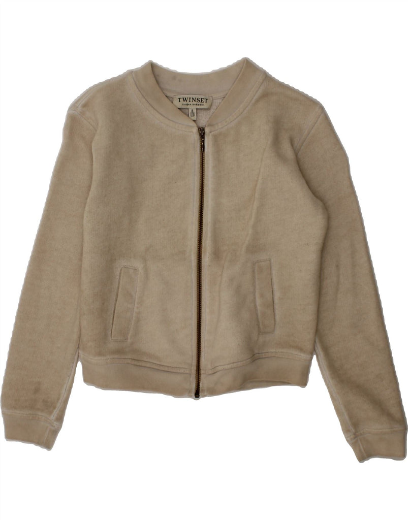 SIMONA BARBIERI Girls Twin-Set Tracksuit Top Jacket 7-8 Years Beige Vintage Simona Barbieri and Second-Hand Simona Barbieri from Messina Hembry 