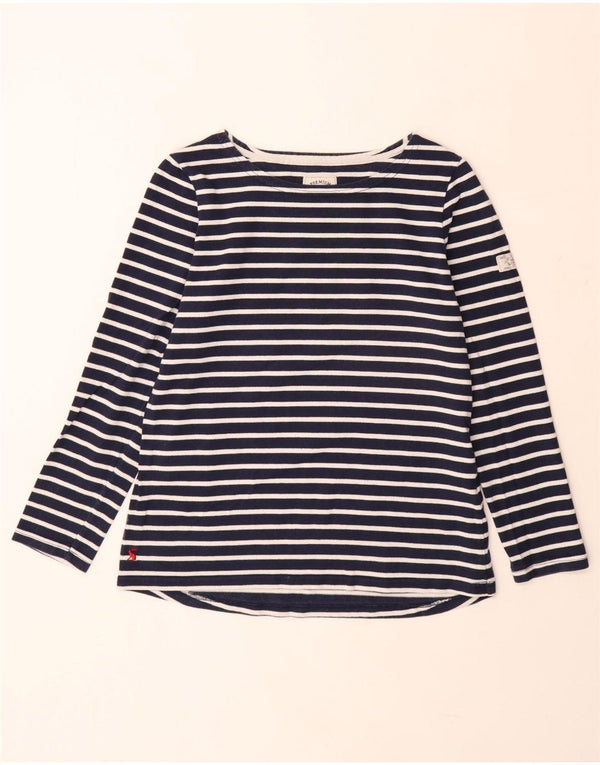 JOULES Womens Top Long Sleeve UK 12 Medium Navy Blue Striped Cotton