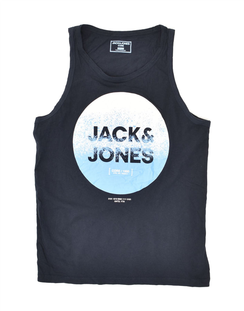 JACK & JONES Mens Slim Fit Graphic Vest Top Medium Navy Blue | Vintage Jack & Jones | Thrift | Second-Hand Jack & Jones | Used Clothing | Messina Hembry 