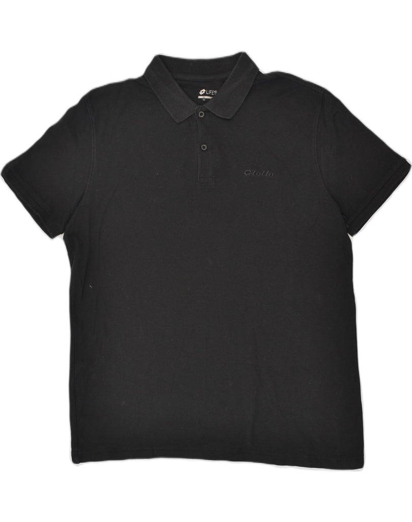 LOTTO Mens Polo Shirt 2XL Black Cotton | Vintage Lotto | Thrift | Second-Hand Lotto | Used Clothing | Messina Hembry 