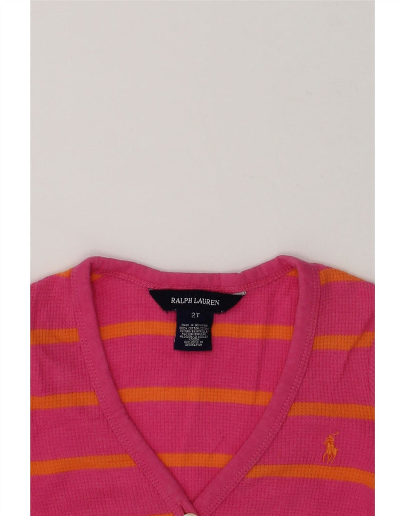 POLO RALPH LAUREN Baby Girls Cardigan Sweater 18-24 Months Pink Striped | Vintage Polo Ralph Lauren | Thrift | Second-Hand Polo Ralph Lauren | Used Clothing | Messina Hembry 