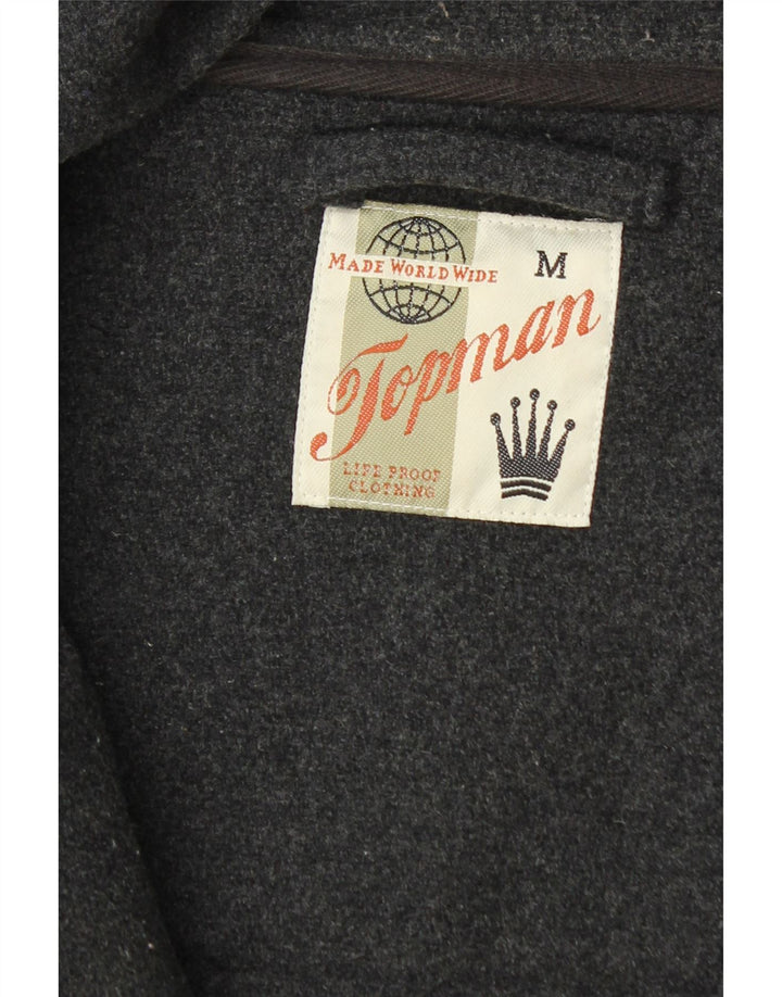TOPMAN Mens Hooded Duffle Coat UK 38 Medium Grey
