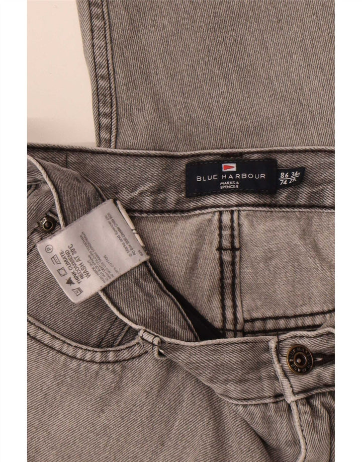 Marks & Spencer Mens Blue Harbour Capri Jeans W34 L23 Grey Cotton