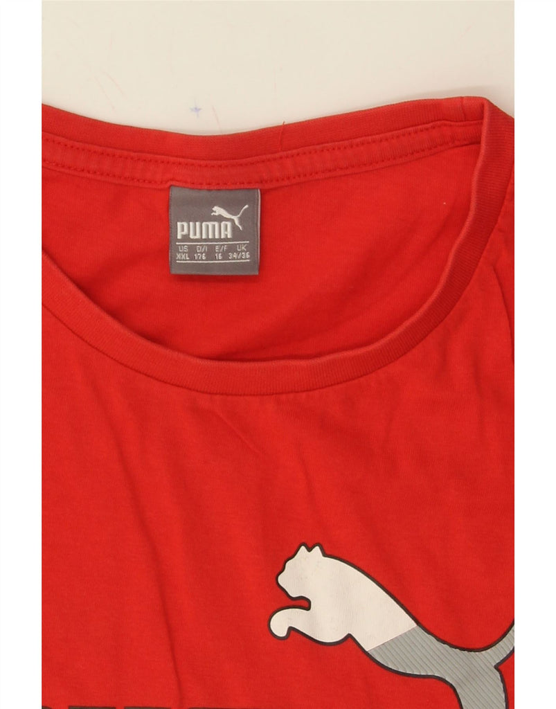 PUMA Boys Graphic T-Shirt Top 15-16 Years Red Cotton Vintage Puma and Second-Hand Puma from Messina Hembry 