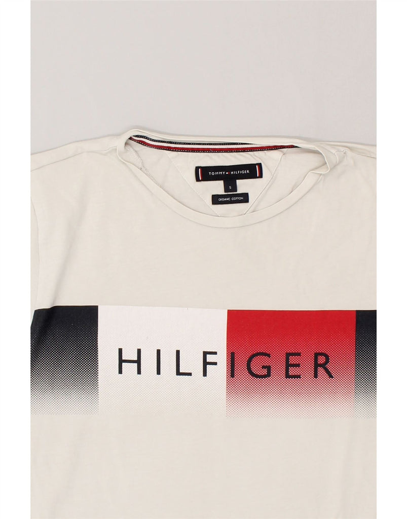 TOMMY HILFIGER Mens Graphic T-Shirt Top Small White Cotton | Vintage Tommy Hilfiger | Thrift | Second-Hand Tommy Hilfiger | Used Clothing | Messina Hembry 