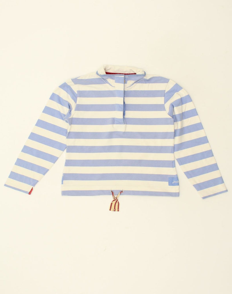 JOULES Womens Button Neck Sweatshirt Jumper UK 10 Small Blue Striped | Vintage Joules | Thrift | Second-Hand Joules | Used Clothing | Messina Hembry 