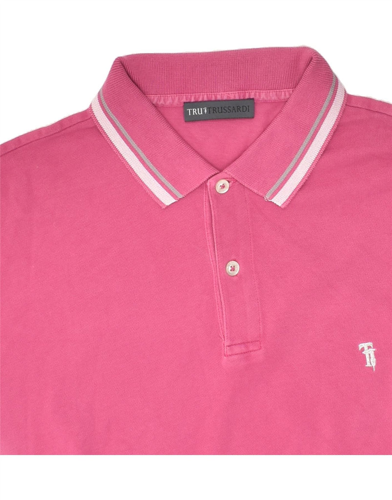 TRUSSARDI Mens Polo Shirt XL Pink Cotton Vintage Trussardi and Second-Hand Trussardi from Messina Hembry 