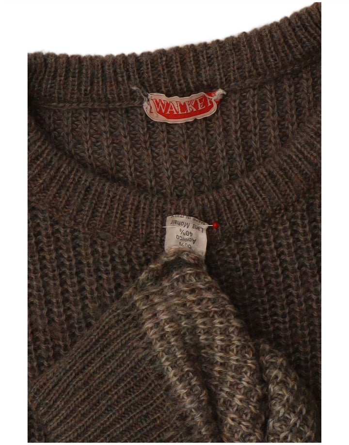 Walker Mens Crew Neck Jumper Sweater Large Grey Colourblock Acrylic