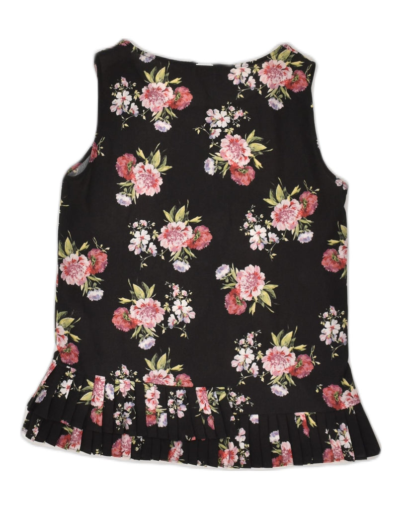 LIU JO Womens Sleeveless Blouse Top IT 40 Small Black Floral Polyester | Vintage Liu Jo | Thrift | Second-Hand Liu Jo | Used Clothing | Messina Hembry 