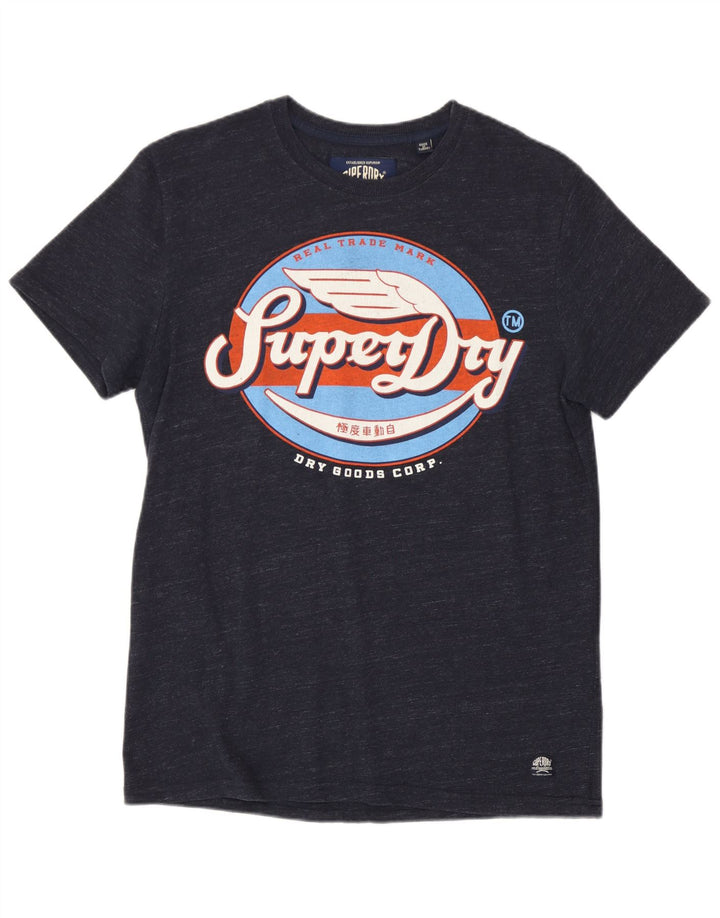 Superdry Mens Graphic T-Shirt Top Medium Navy Blue Cotton