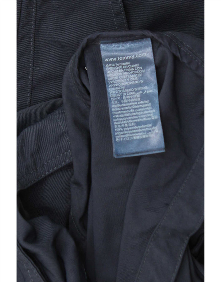 Tommy Hilfiger Mens Hooded Rain Jacket UK 38 Medium Navy Blue Polyamide