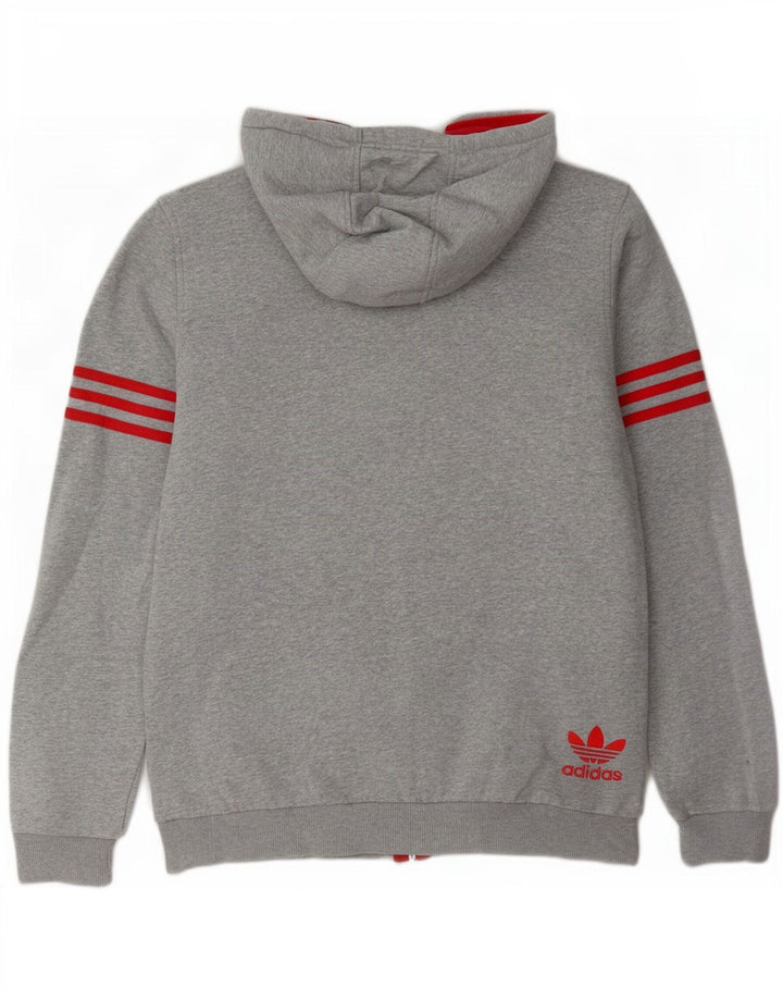 Adidas Mens Graphic Zip Hoodie Sweater Medium Grey Flecked Cotton