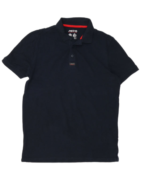 Musto Mens Graphic Polo Shirt EU 50 Medium Navy Blue Cotton