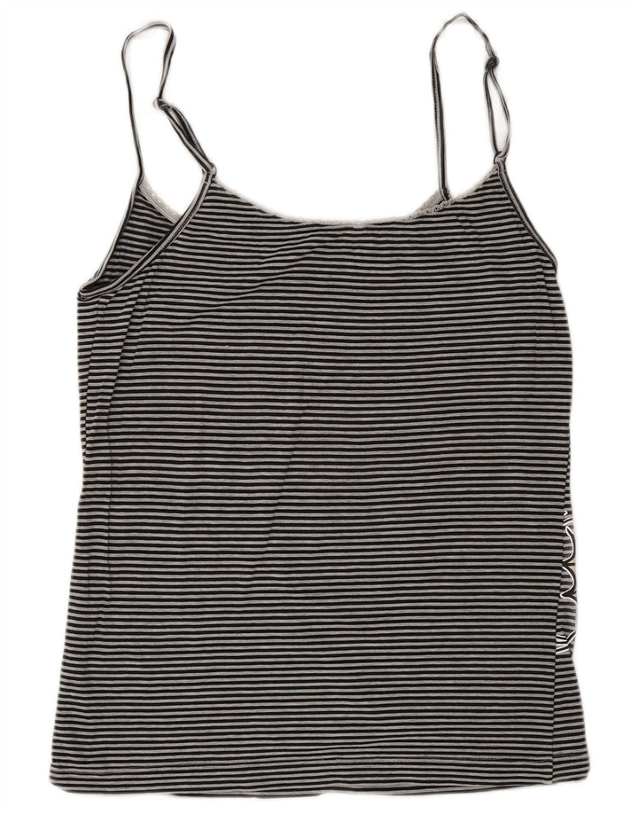 Benetton Womens Graphic Crop Cami Top UK 10 Small Grey Striped