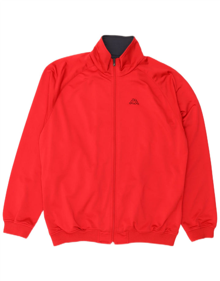 Kappa Mens Tracksuit Top Jacket 2XL Red Polyester