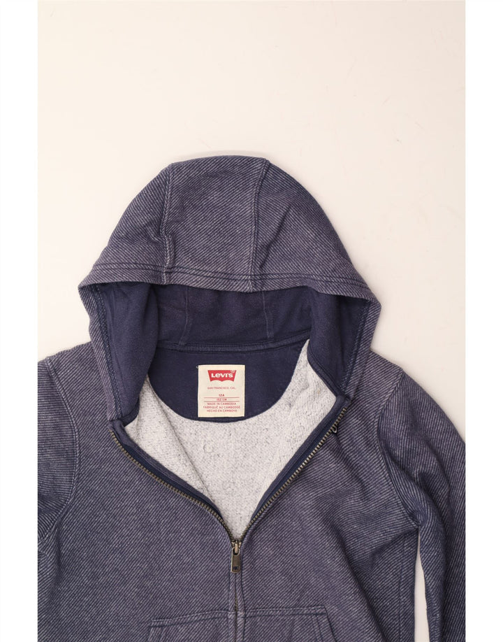 LEVI'S Boys Zip Hoodie Sweater 11-12 Years Navy Blue Cotton Vintage Levi's and Second-Hand Levi's from Messina Hembry 