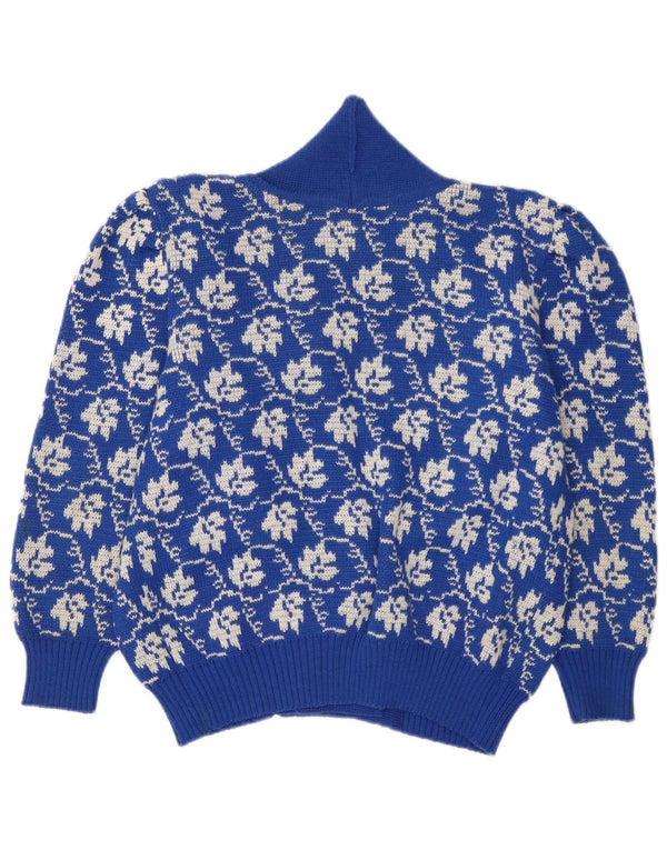 Vintage Womens Cardigan Sweater UK 18 XL Blue Floral