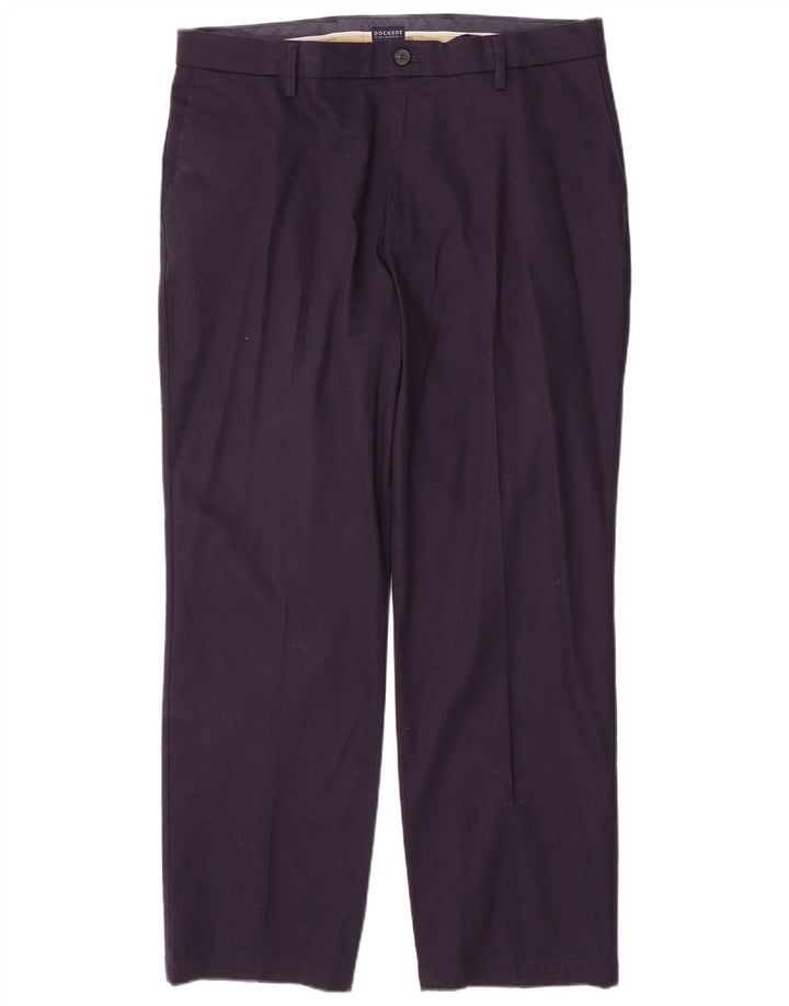 DOCKERS Mens Straight Classic Fit Chino Trousers W36 L30  Navy Blue Cotton