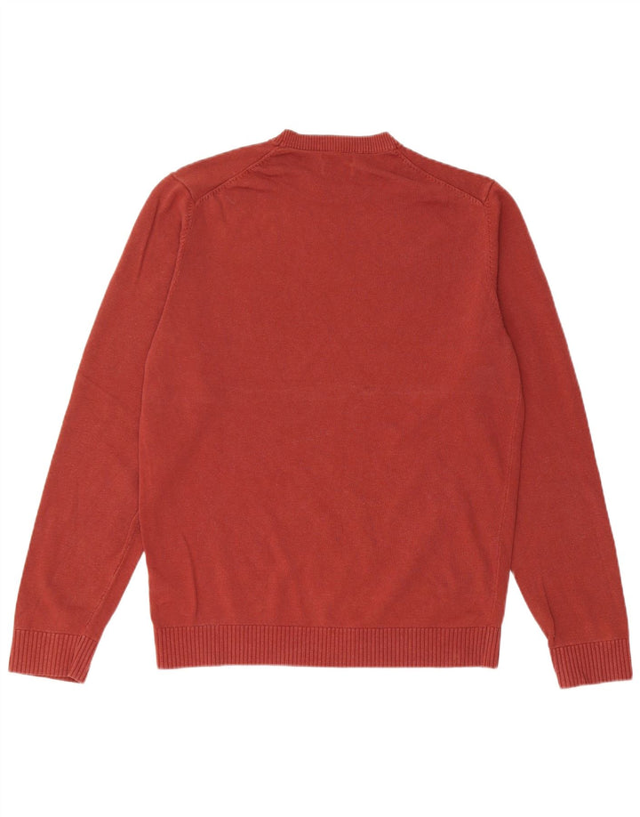 Massimo Dutti Mens Crew Neck Jumper Sweater Medium Burgundy Cotton
