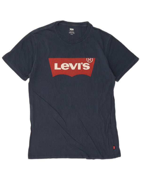Levi's Mens Graphic T-Shirt Top Small Navy Blue Cotton