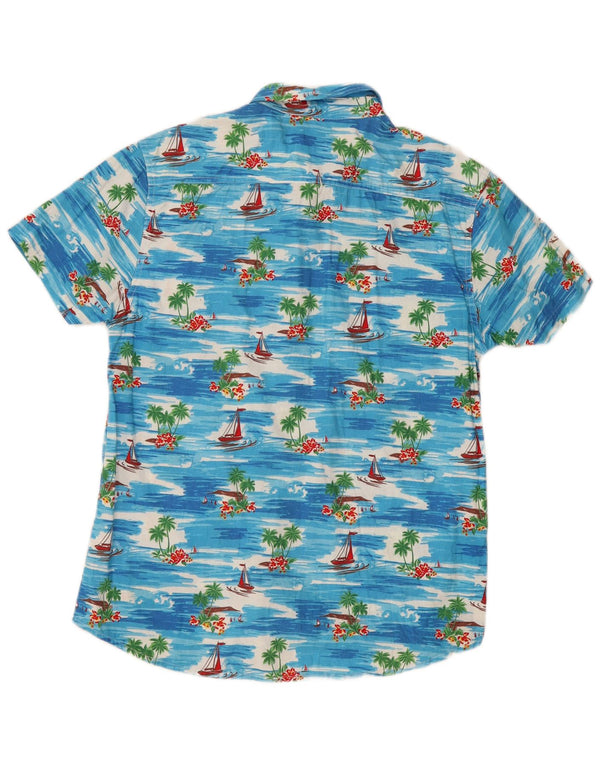 Cedarwood State Mens Short Sleeve Shirt Medium Blue Cotton Hawaiian