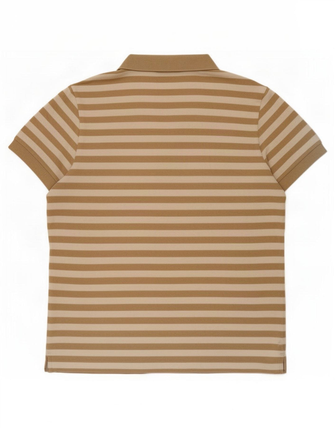 Lacoste Mens Polo Shirt Size 4 Medium Brown Striped Cotton