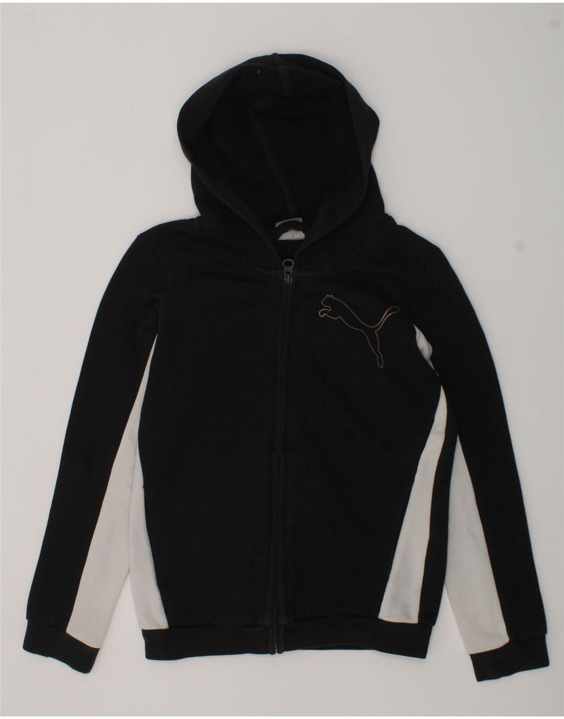 PUMA Girls Zip Hoodie Sweater 7-8 Years Black Cotton | Vintage Puma | Thrift | Second-Hand Puma | Used Clothing | Messina Hembry 