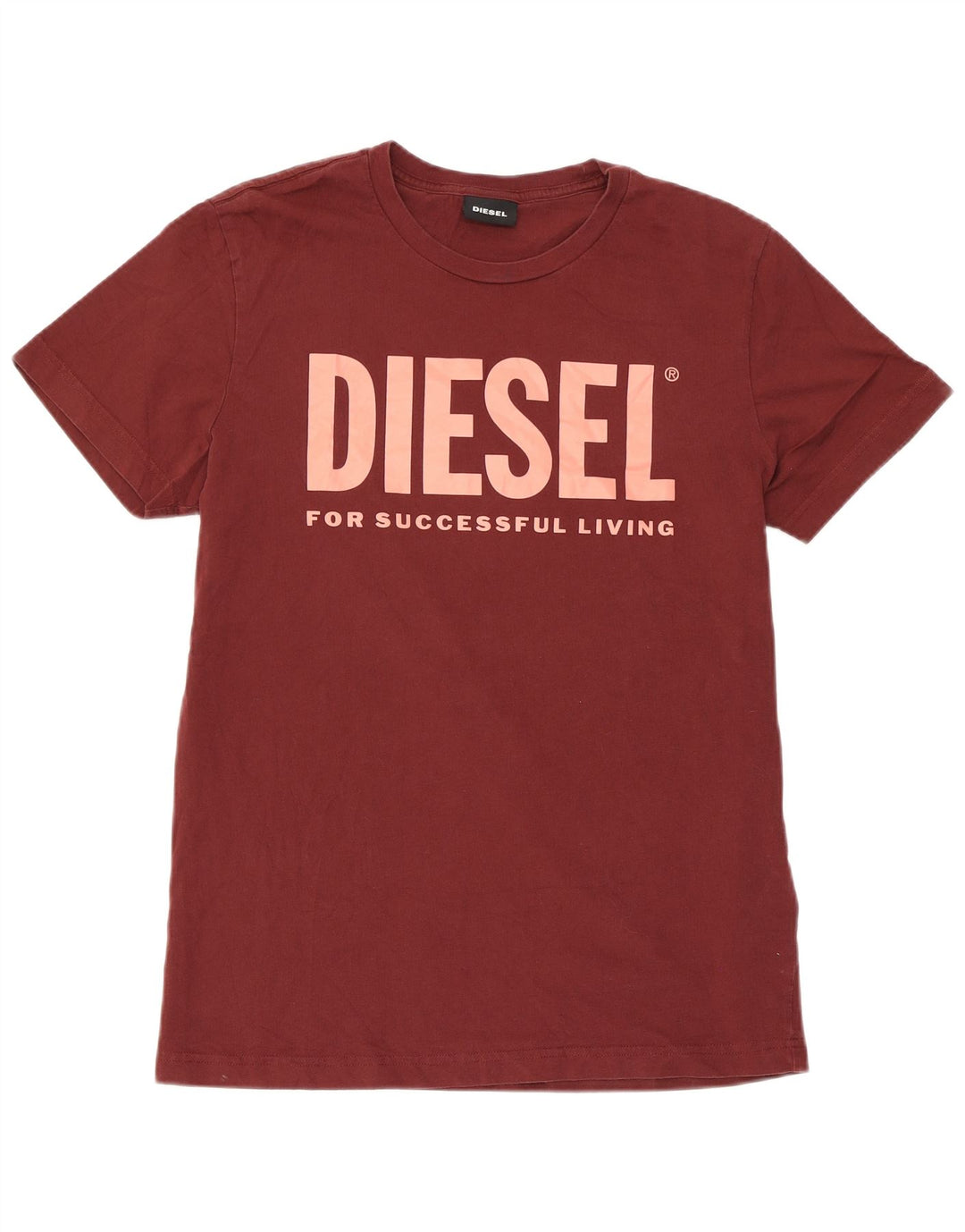 Diesel Mens Graphic T-Shirt Top Medium Burgundy Cotton