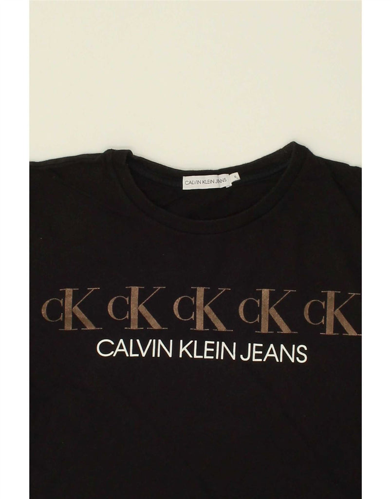 CALVIN KLEIN JEANS Girls Graphic Crop Top 11-12 Years Black Cotton Vintage Calvin Klein Jeans and Second-Hand Calvin Klein Jeans from Messina Hembry 