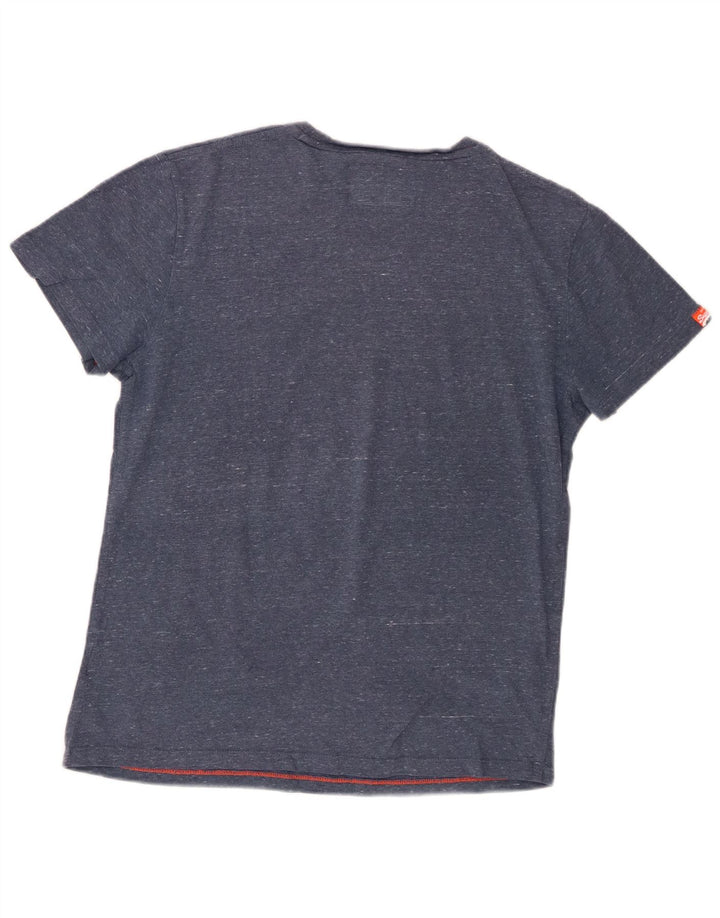Superdry Mens T-Shirt Top Large Blue Flecked Cotton