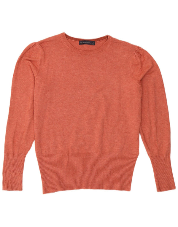 Marks & Spencer Womens Crew Neck Jumper Sweater UK 10 Small Pink Flecked