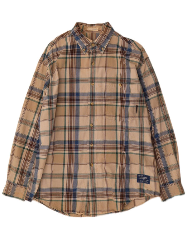 Timberland Mens Weathergear Shirt XL Beige Check Cotton