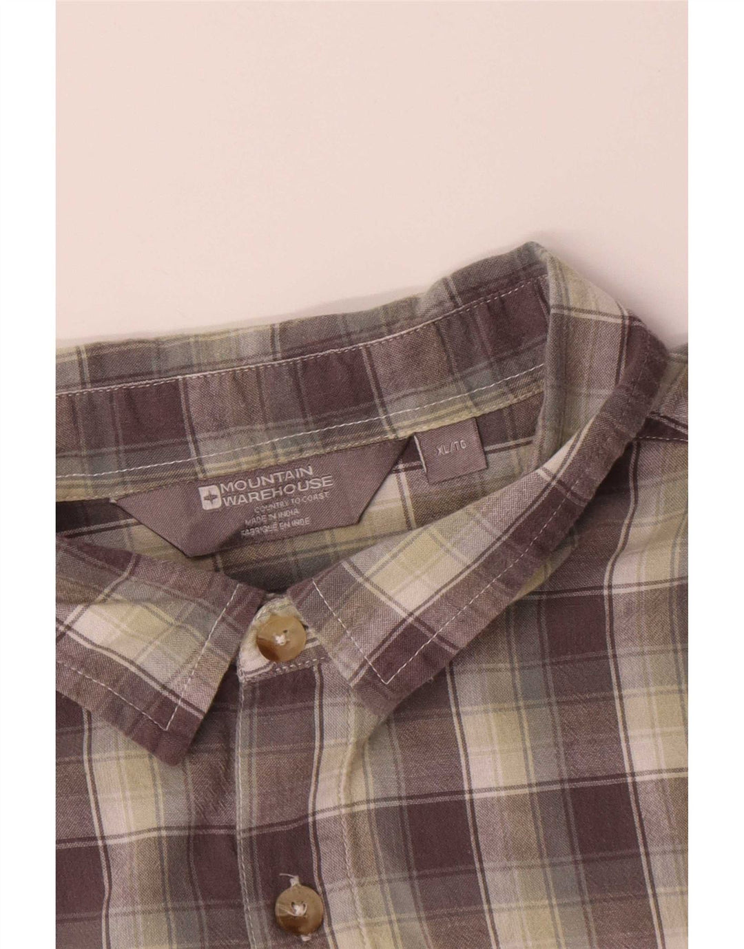 Mountain Warehouse Mens Short Sleeve Shirt XL Grey Check Cotton