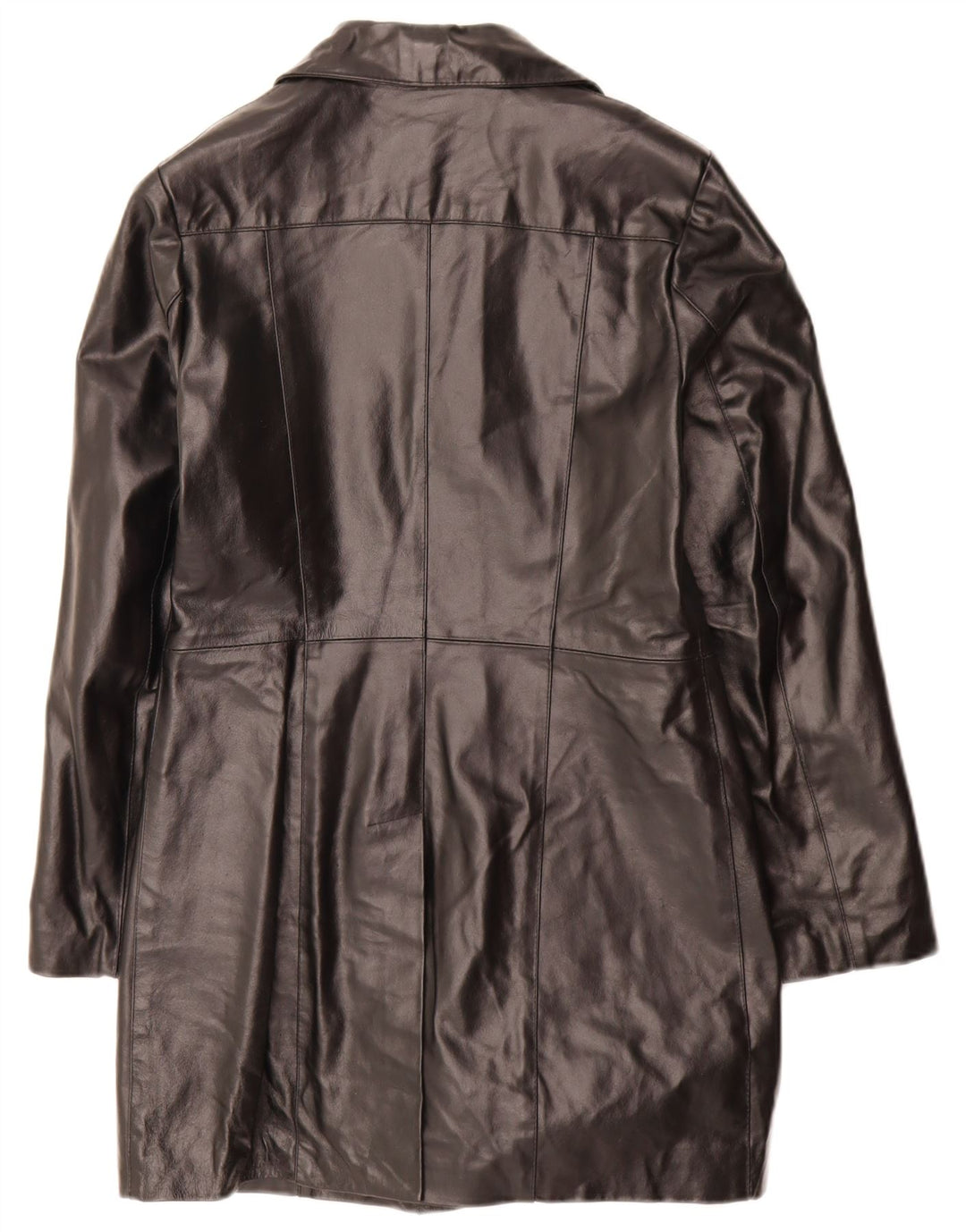 Vintage Womens Leather Coat UK 10 Small Black