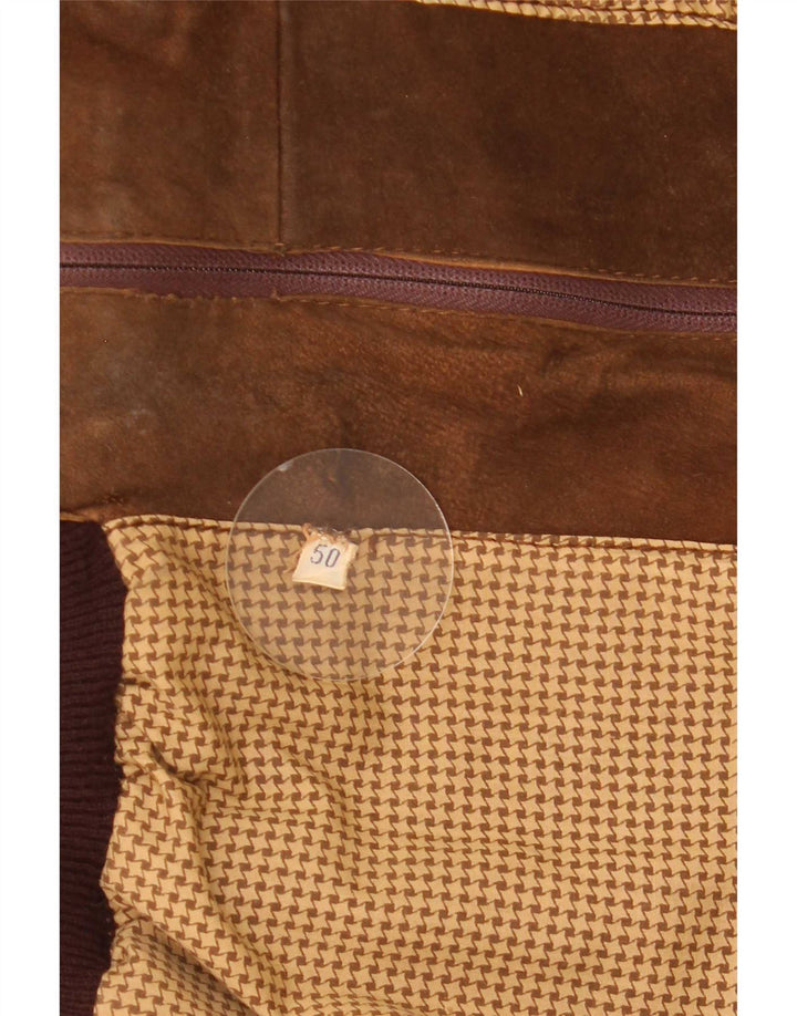 Vintage Mens Suede Bomber Jacket IT 50 Large Brown